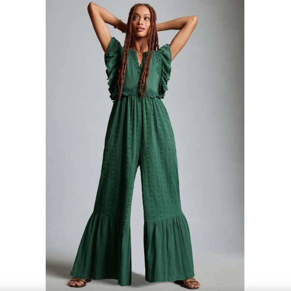 Anthropologie Embroidered Flounce Jumpsuit - Picture 1 of 5